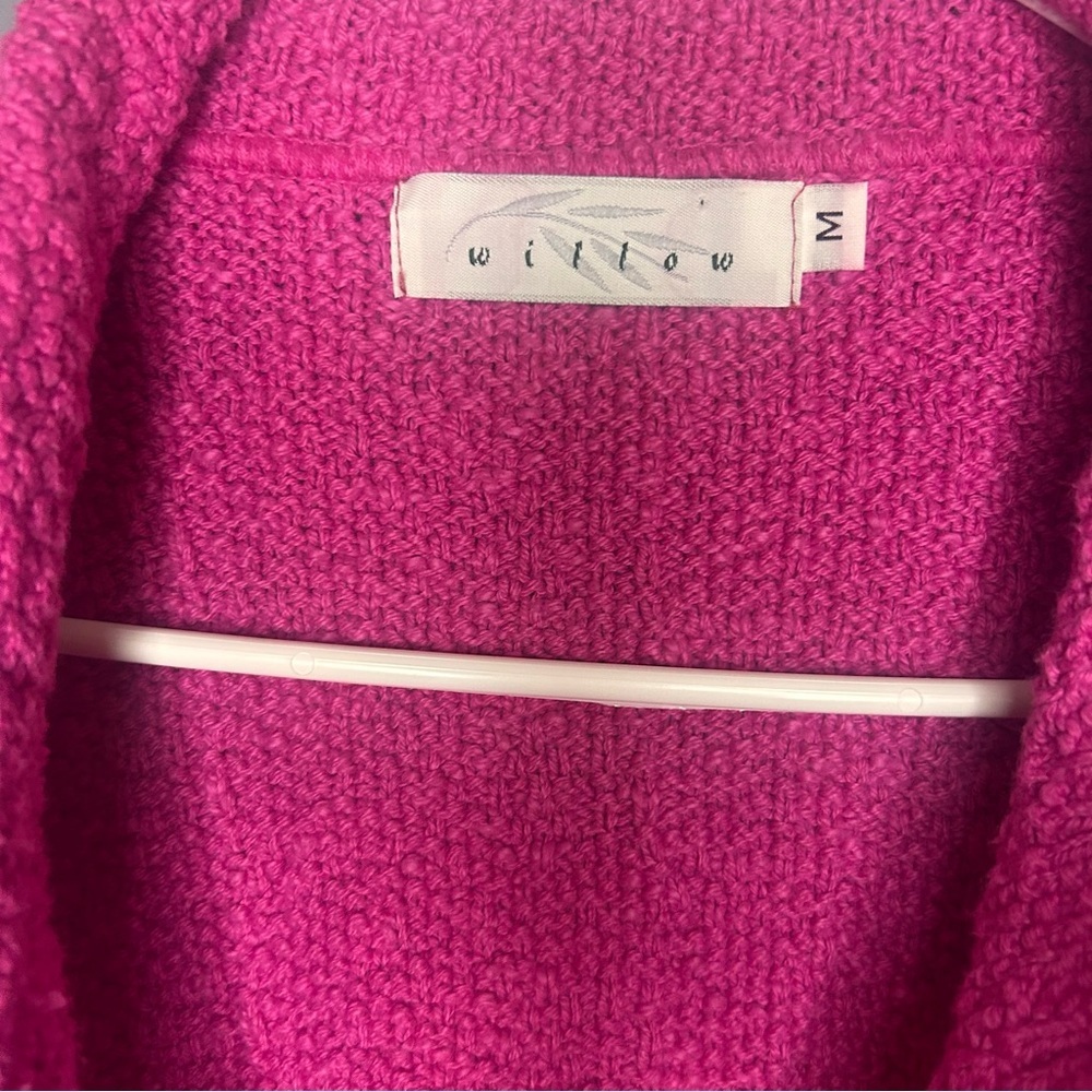 Willow Textured Cotton Cardigan Sweater Pink USA Made Medium - Picture 7 of 11